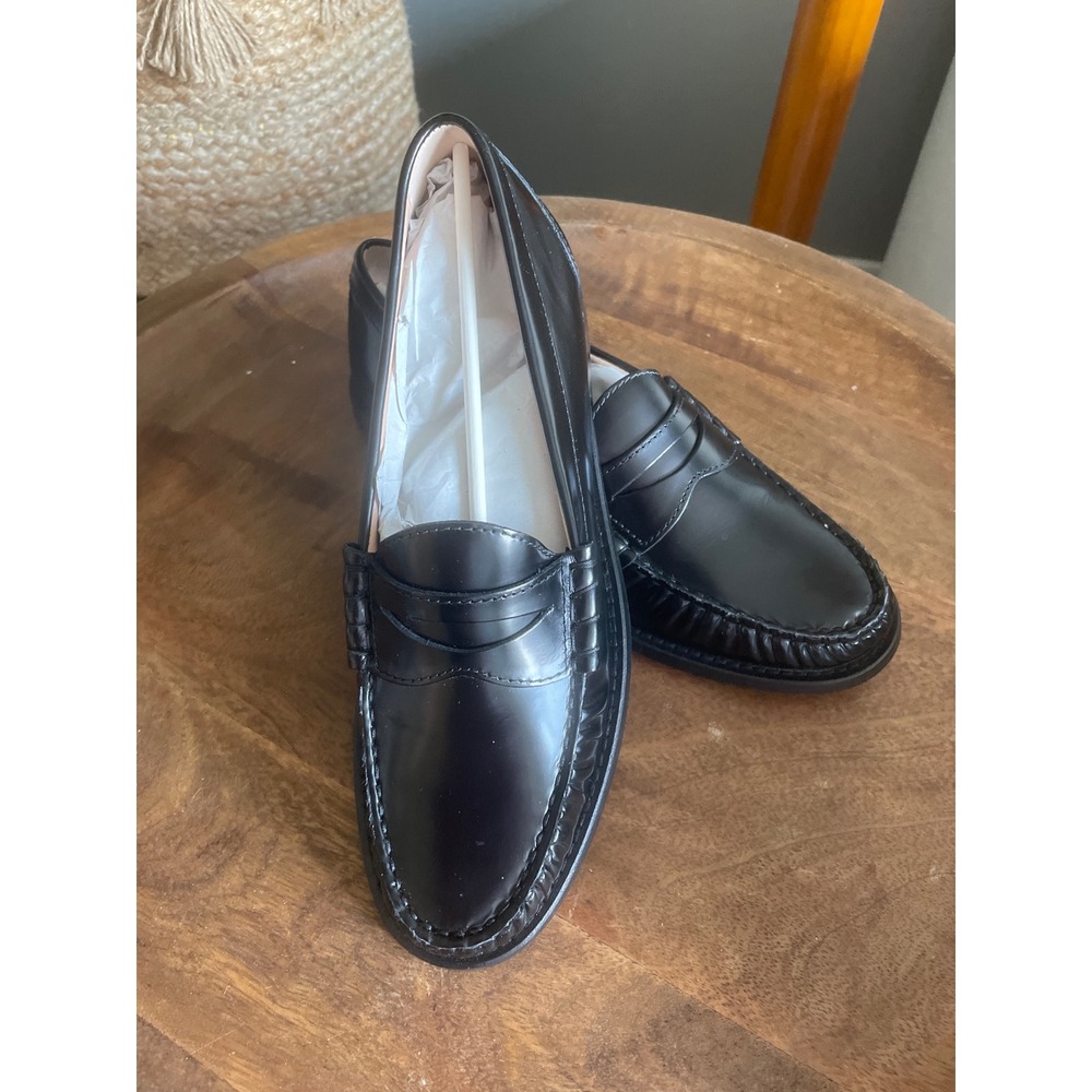 J. Crew Black Winona penny loafers in Italian spazzolato leather 8.5 - Picture 9 of 9